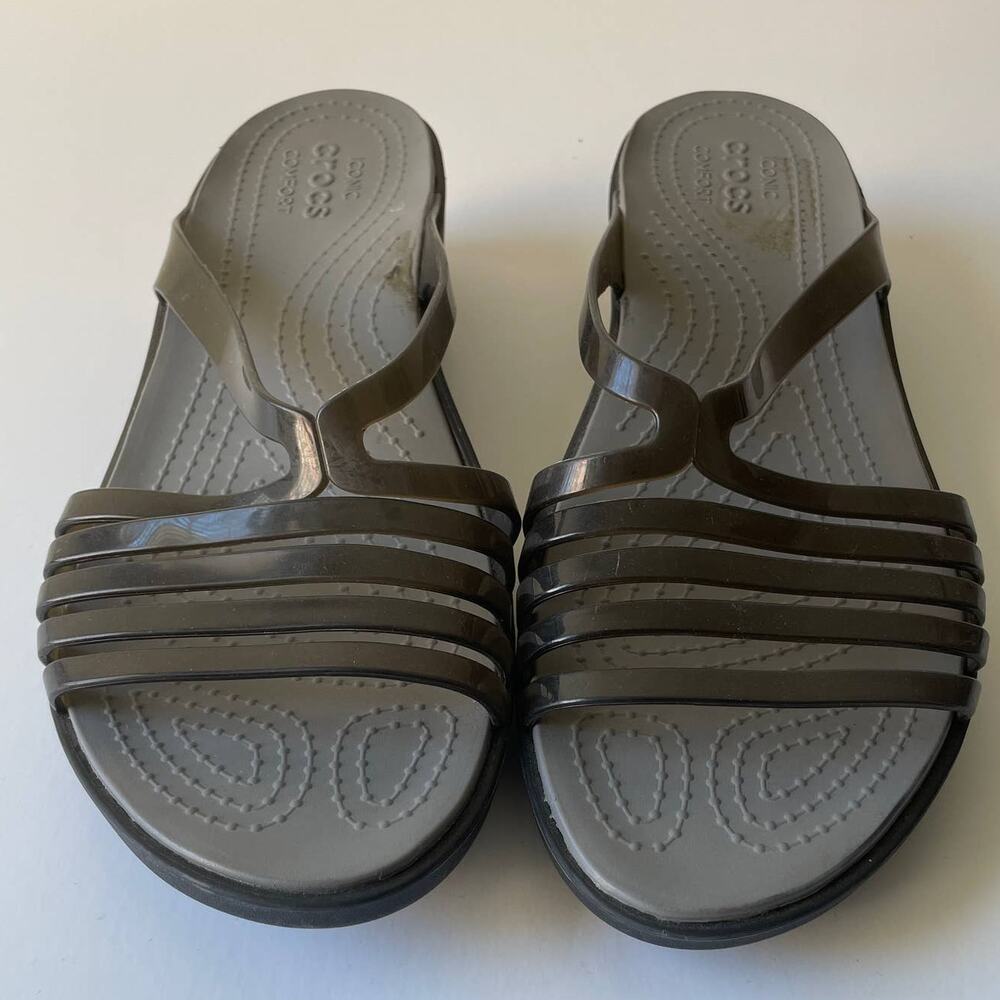 Crocs Dark Gray Iconic Strappy sandals - Size 11W - Picture 3 of 13